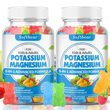 softbear Sugar Free Potassium Magnesium Gummies – 120 Count (Adults & Kids)