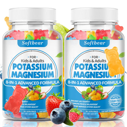 softbear Sugar Free Potassium Magnesium Gummies – 120 Count (Adults & Kids)