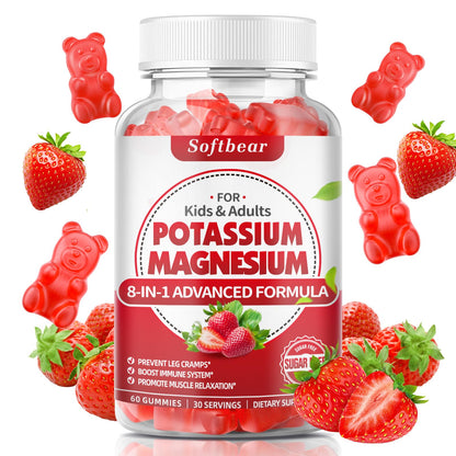softbear Potassium & Magnesium Gummies for Adults — Sugar-Free Vegan, 60 Gummies
