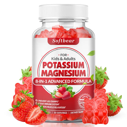 softbear Potassium & Magnesium Gummies for Adults — Sugar-Free Vegan, 60 Gummies