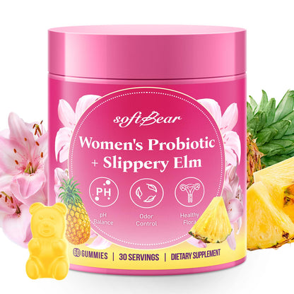 Softbear Women's Probiotic Slippery Elm Gummies – pH Balance & Flora Health
