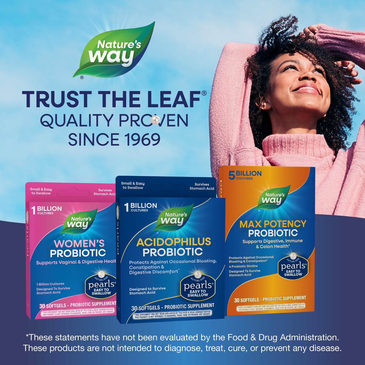 Nature's Way Acidophilus Probiotic Pearls - 1B Cultures, 30 Softgels