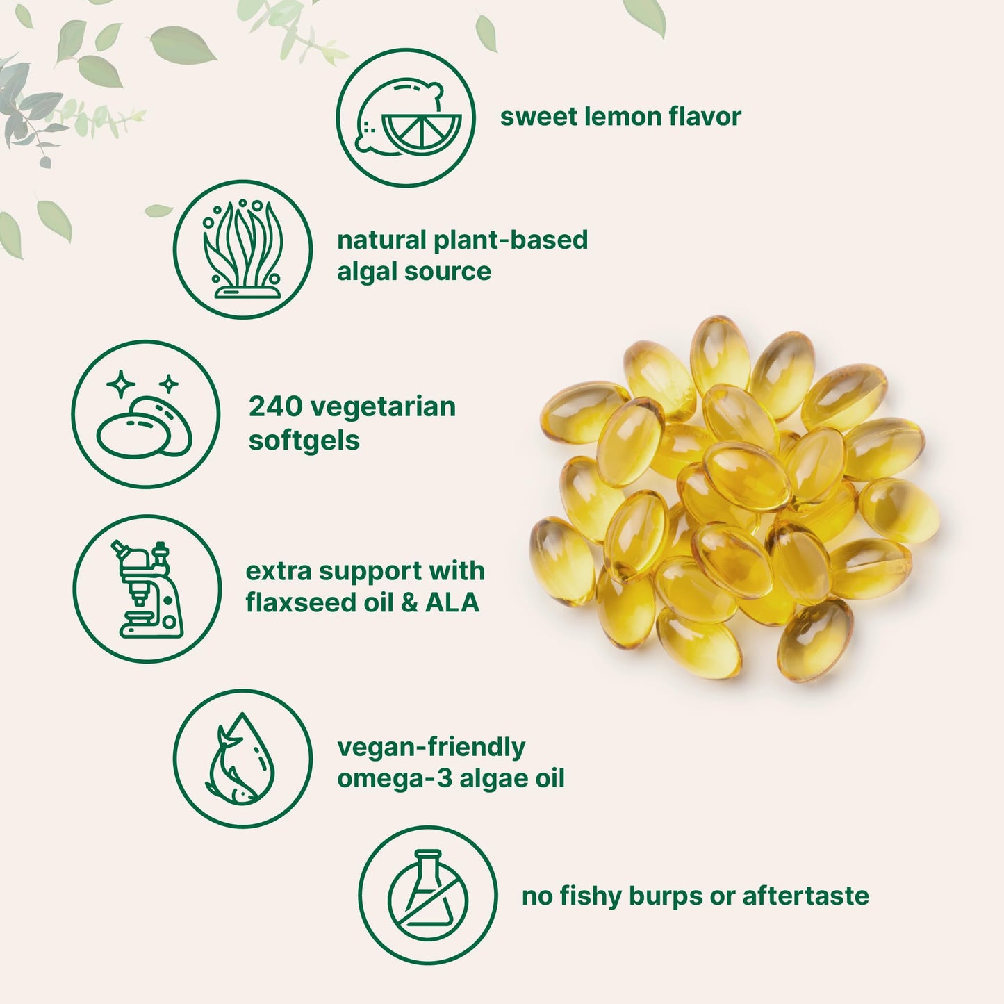 Micro Ingredients Vegan Omega-3 Algae Oil – 240 Veggie Softgels, DHA 500mg