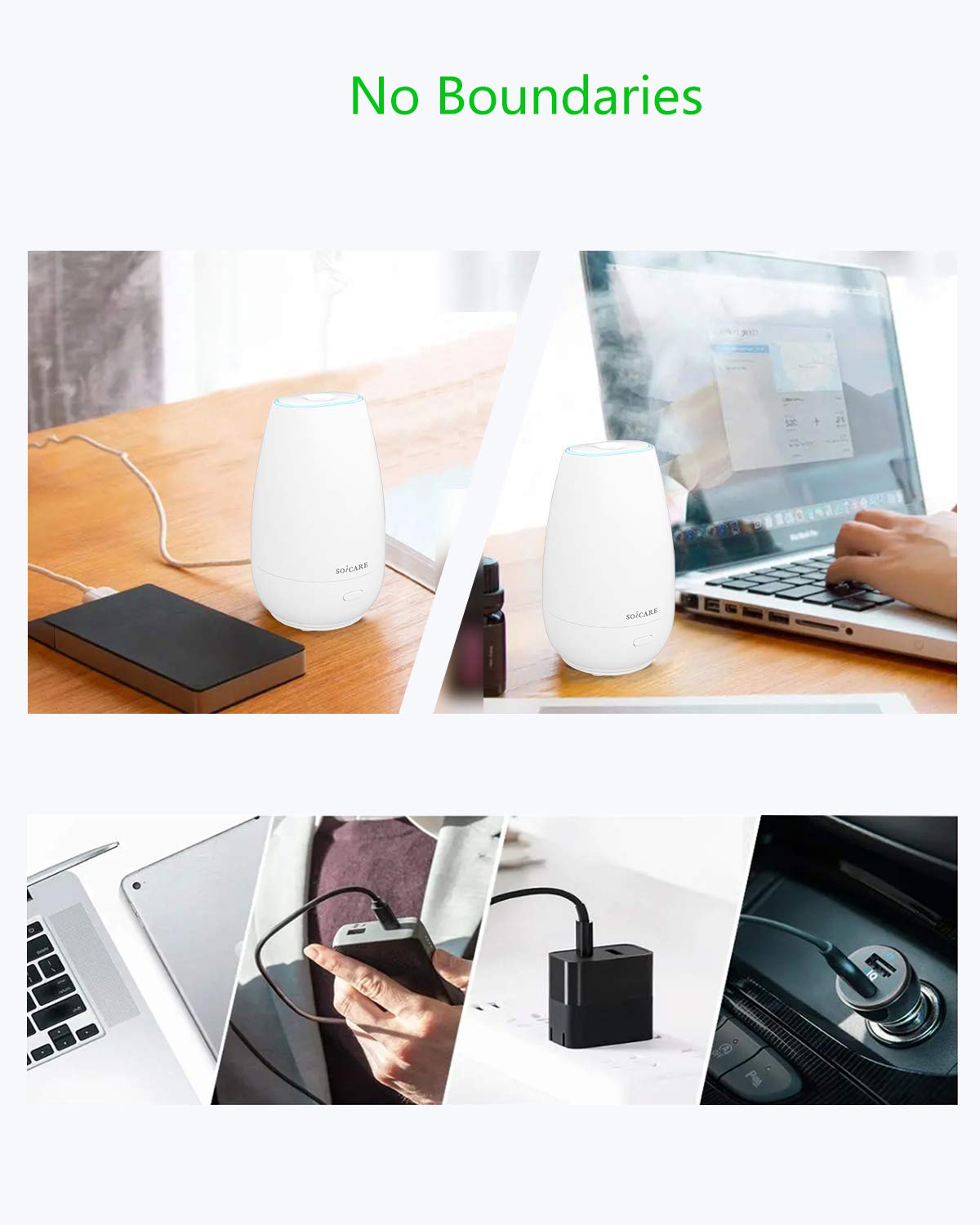 SOICARE Car Diffuser 2nd Gen – Portable USB Aromatherapy Diffuser, White