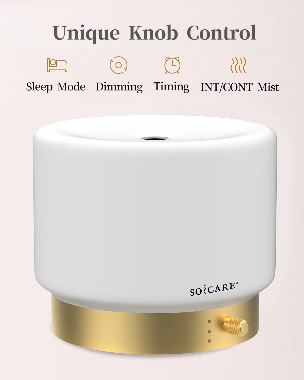 SOICARE Glass Diffuser with Gold Base – 280ML, Dimmable, Auto Shut-Off