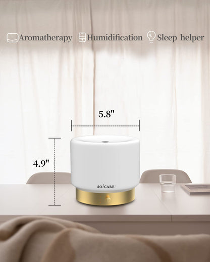 SOICARE Glass Diffuser with Gold Base – 280ML, Dimmable, Auto Shut-Off