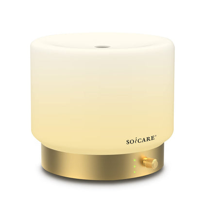 SOICARE Glass Diffuser with Gold Base – 280ML, Dimmable, Auto Shut-Off
