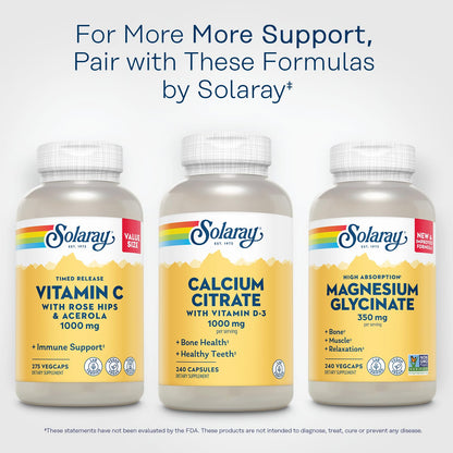 Solaray Calcium Citrate 1000mg with Vitamin D3 | Bones, Teeth, Heart & Nerve Support | 60 Servings