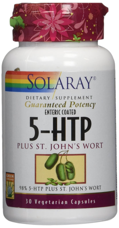 Solaray 5-HTP Plus St John's Wort - 100 mg, 30 Enteric-Coated Capsules - 30 Servings