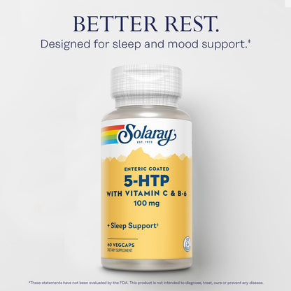 SOLARAY 5-HTP Sleep Supplement with Vitamin C & B-6 – Lab Verified, 60 Servings