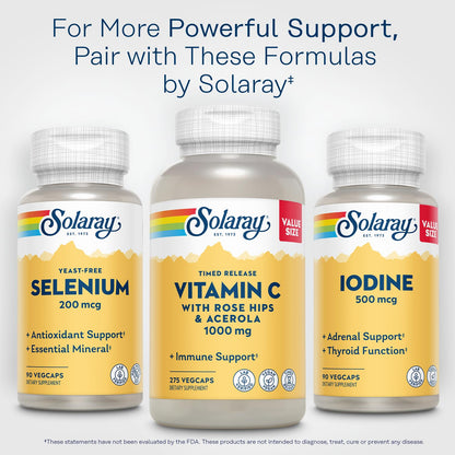 Solaray Selenium 200mcg Yeast-Free – Thyroid & Immune Support, 90 VegCaps