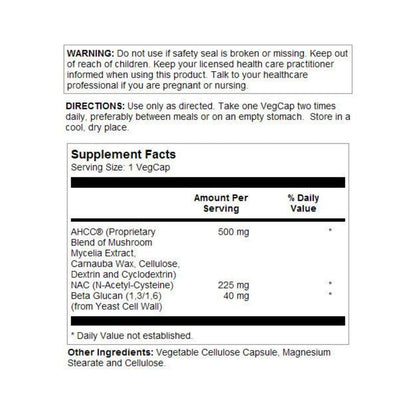 Solaray AHCC + NAC & Beta Glucan, Veg Cap (Plastic Bottle) – 30 Count