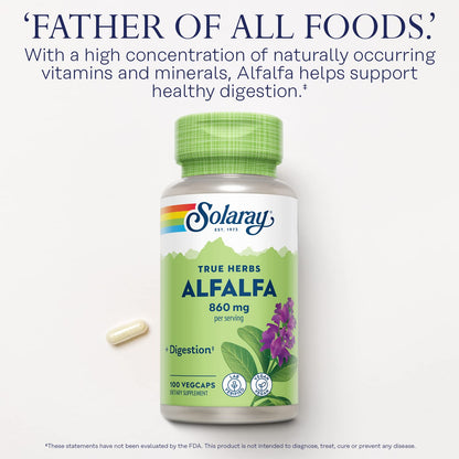 SOLARAY Alfalfa Leaf 860 mg – Vegan Alfalfa Capsules for Nutritive Support, 50 Servings