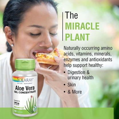 SOLARAY Aloe Vera Gel 200X Capsules – 2000 mg Fresh Gel with Ginger & Parsley