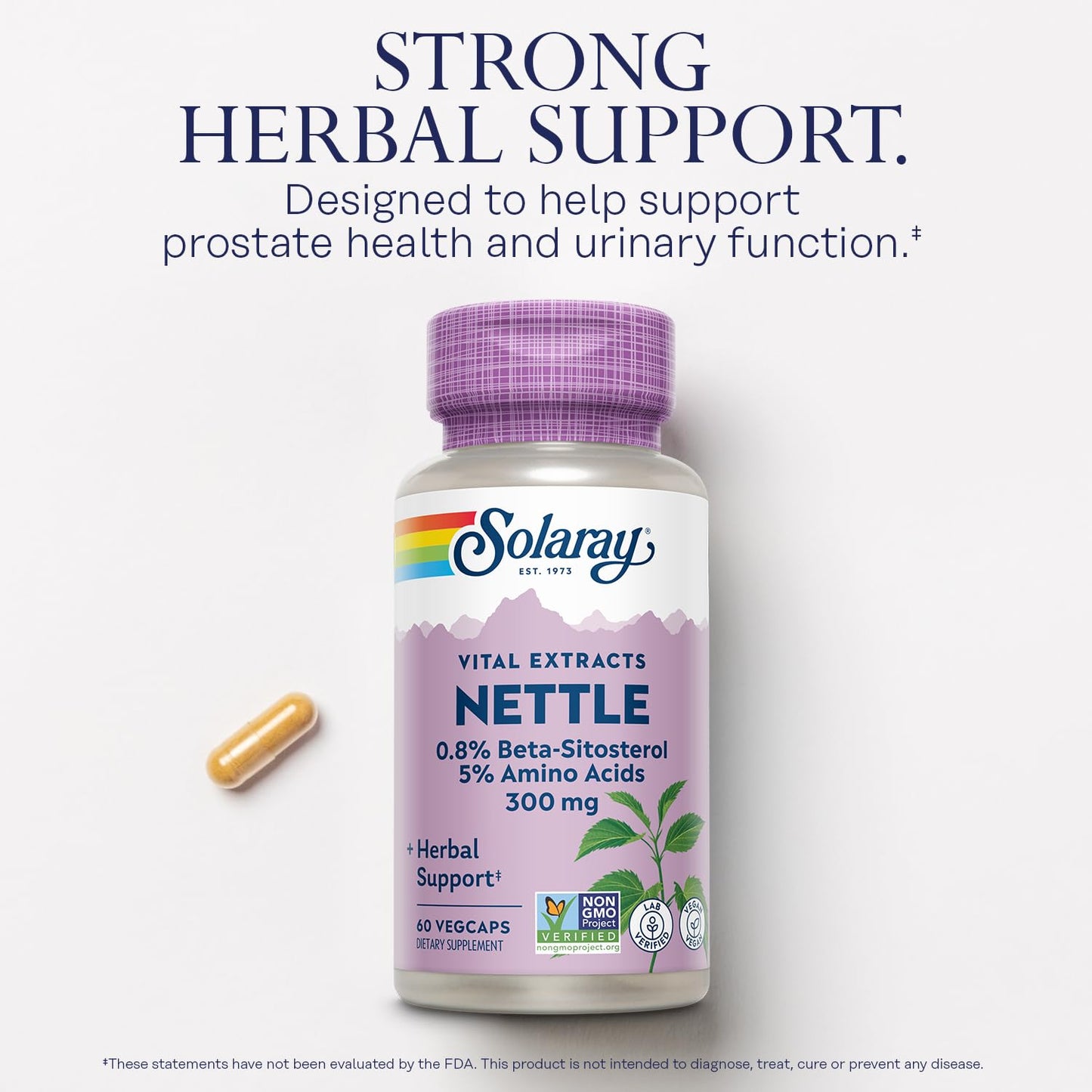 SOLARAY Nettle Root Extract 300 mg – Prostate & Urinary Support for Men | Vegan, 60 Servings