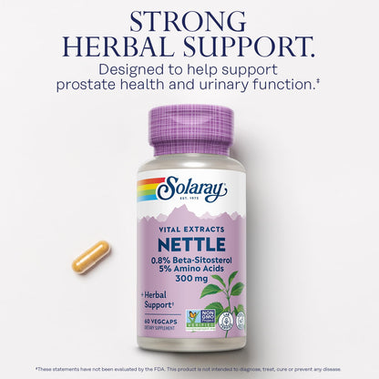 SOLARAY Nettle Root Extract 300 mg – Prostate & Urinary Support for Men | Vegan, 60 Servings