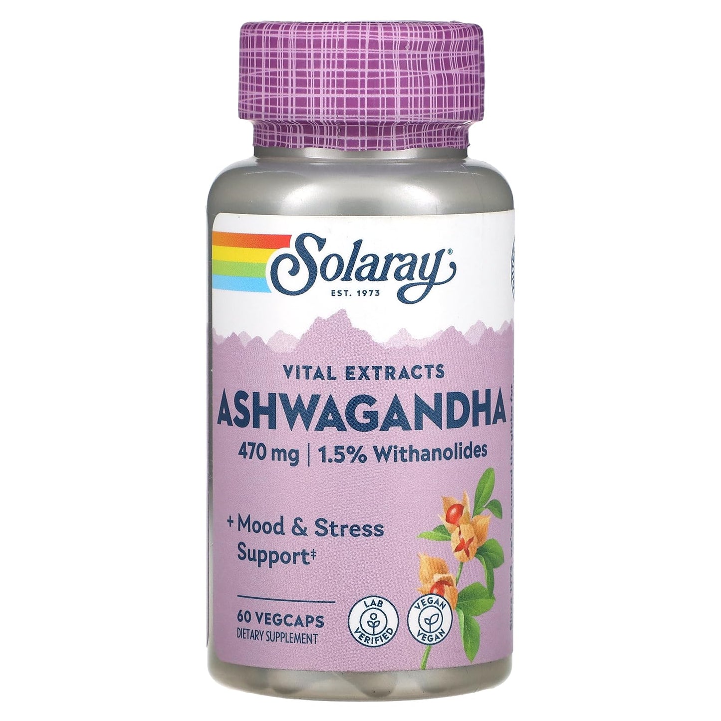 SOLARAY Ashwagandha 470 mg, 60 VegCaps