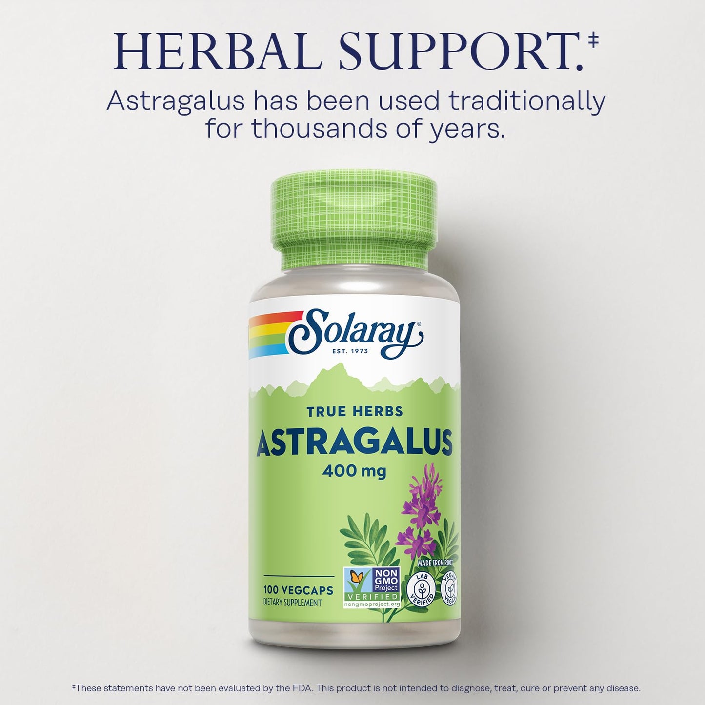 Solaray Astragalus Root 400mg – 100 Servings, Vegan, Non-GMO | Traditional Herbal Support