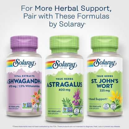 Solaray Astragalus Root 400mg – 100 Servings, Vegan, Non-GMO | Traditional Herbal Support