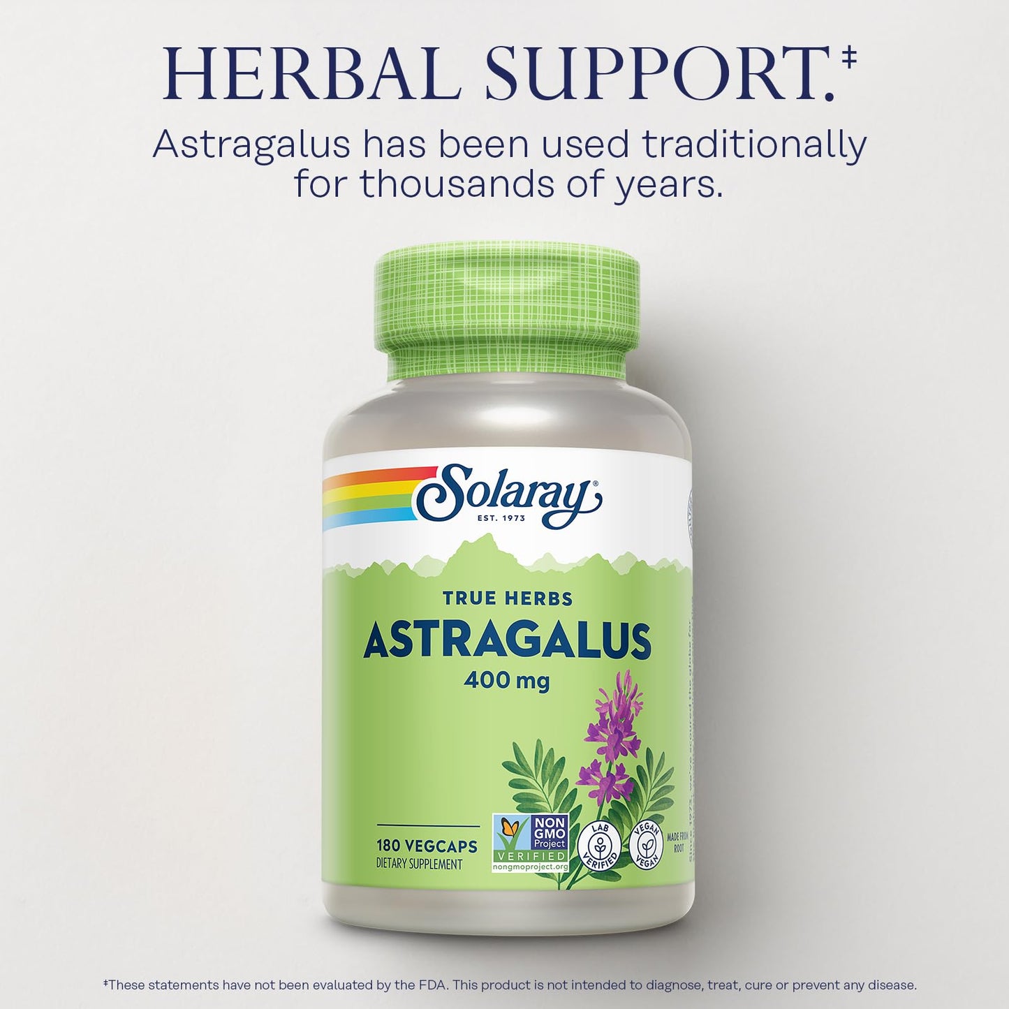 SOLARAY Astragalus Root 400mg – Traditional Herbal Support – 180 VegCaps | Non-GMO & Vegan