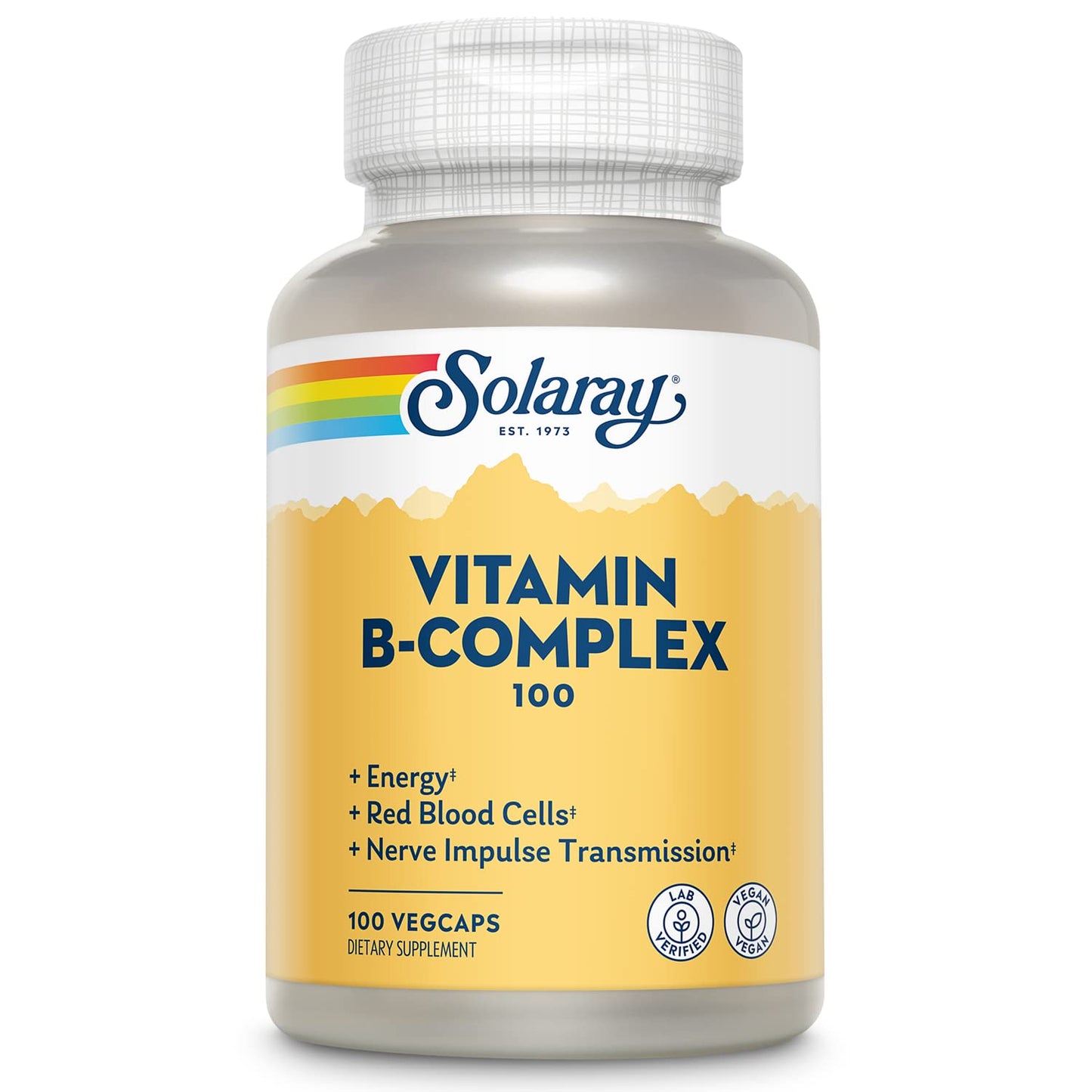 SOLARAY Vitamin B Complex – Healthy Energy, Immune & Nerve Support | Vegan 100 VegCaps