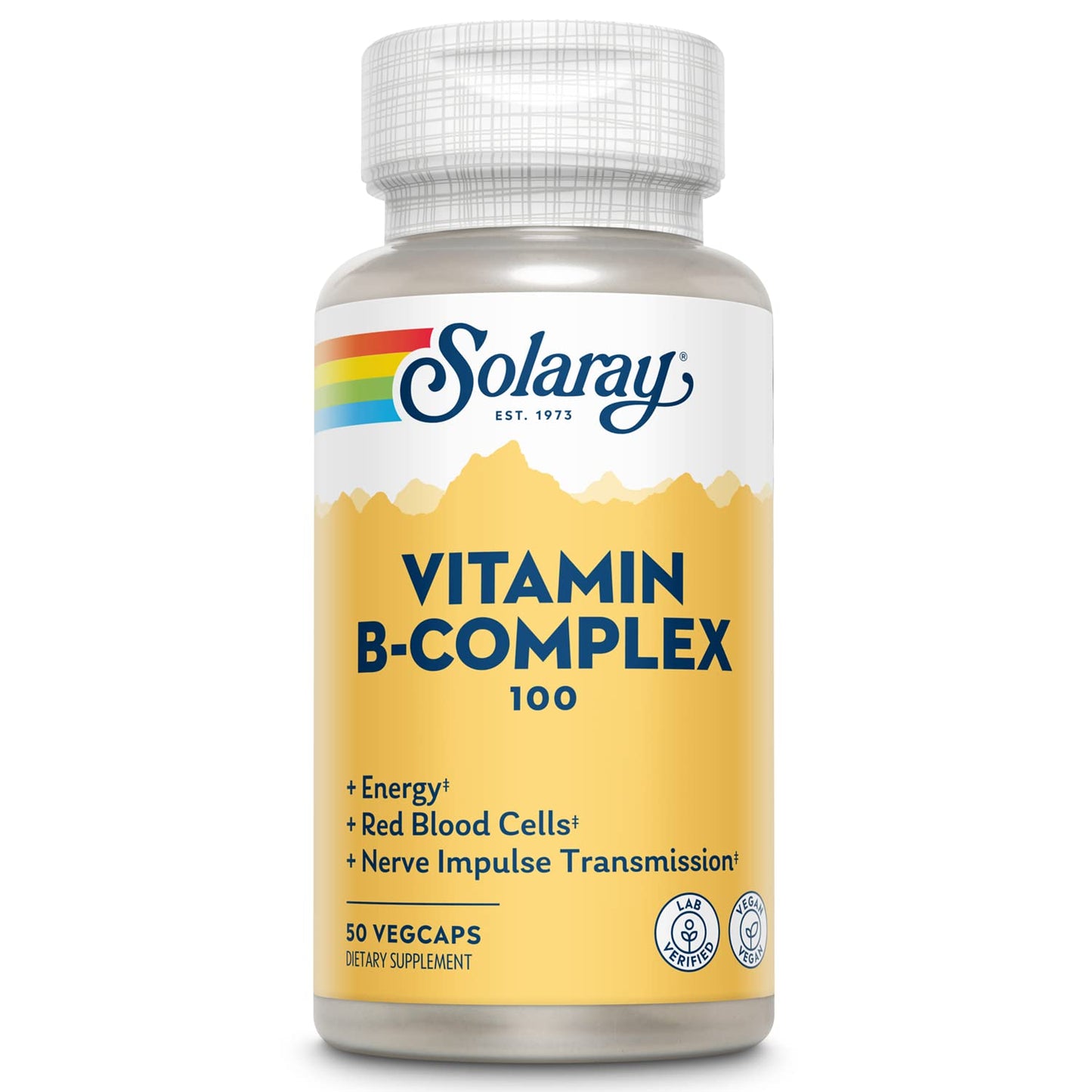 SOLARAY Vitamin B Complex 100 mg | Energy, Nerve & Immunity Support | Vegan 50ct