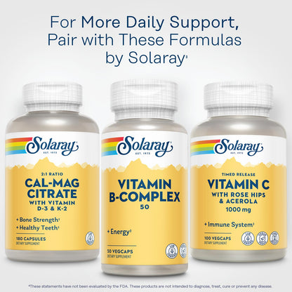 SOLARAY Vitamin B Complex 50 mg - Energy & Nerve Support | Vegan 50 VegCaps