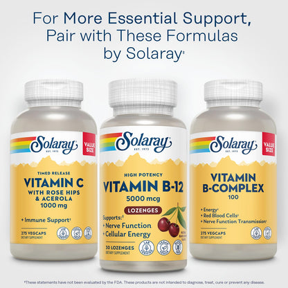 SOLARAY High Potency Vitamin B12 Lozenges 5000mcg – Methylcobalamin (Methyl B12), Vegan, Gluten Free