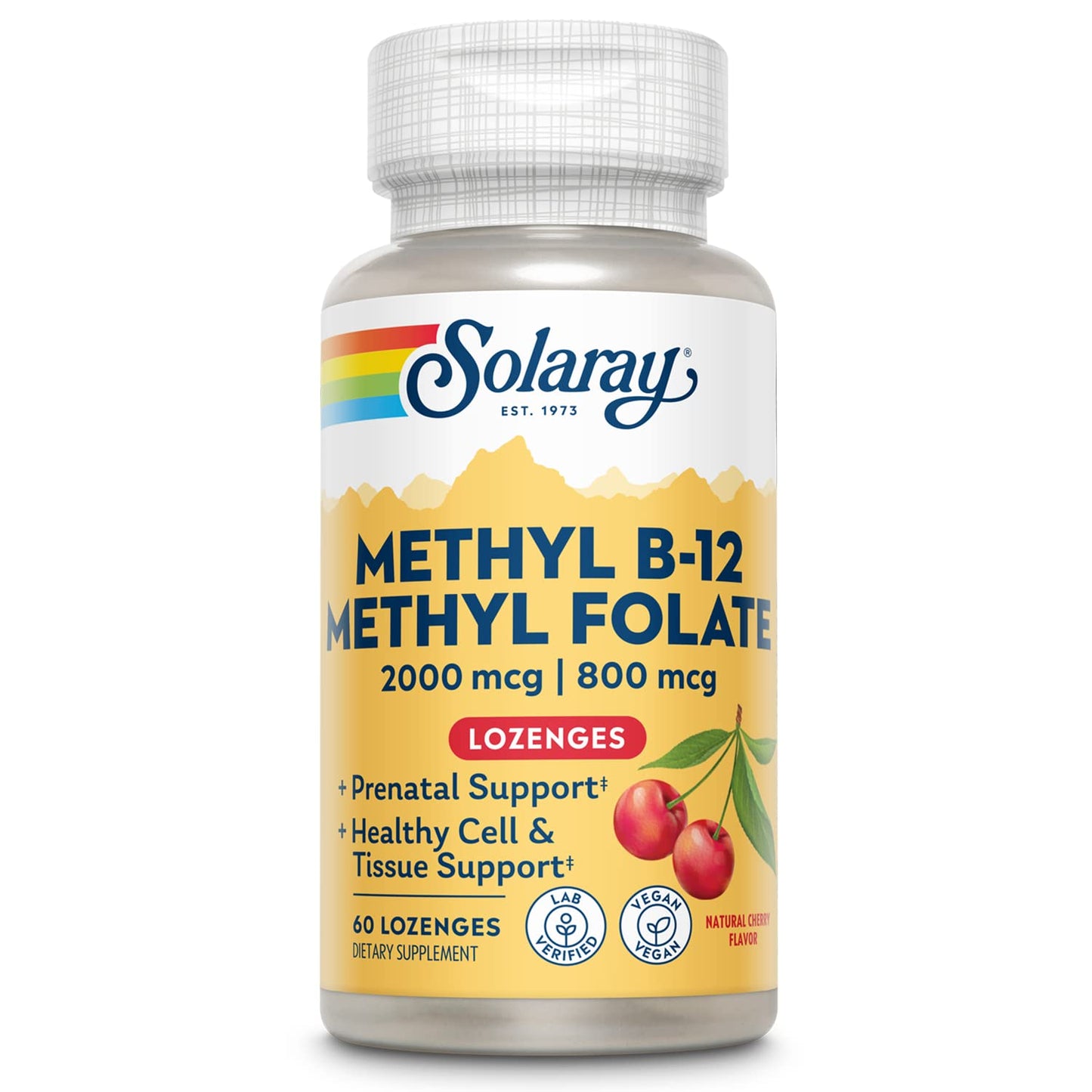 Solaray B-12 + Methyl Folate Lozenges Cherry | 60 Count