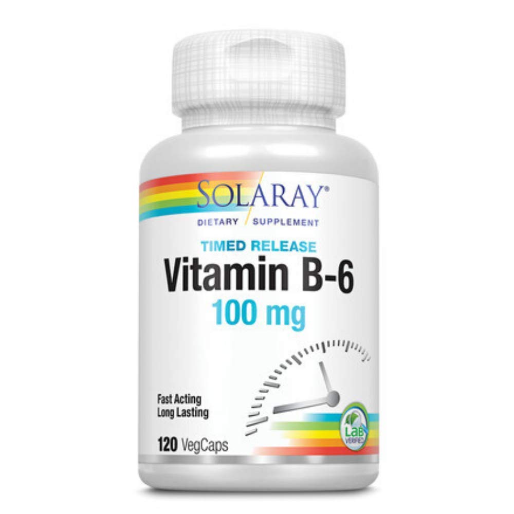 SOLARAY B-6 TSTR Supplement 100mg | 120 Count | Two-Stage Timed-Release B6 50 mg