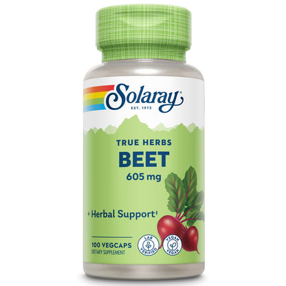 SOLARAY Beet Root 605mg | Supports Cardiovascular Health, Athletic Performance, Kidney, Liver & Blood Health | Non-GMO Vegan 100 VegCaps