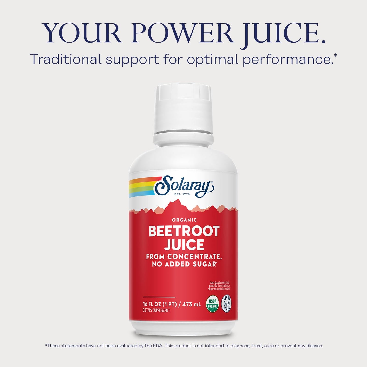 Solaray Organic Beetroot Juice from Concentrate | Supports Healthy Energy, Heart & Brain Function | 16 fl oz, 16 Servings