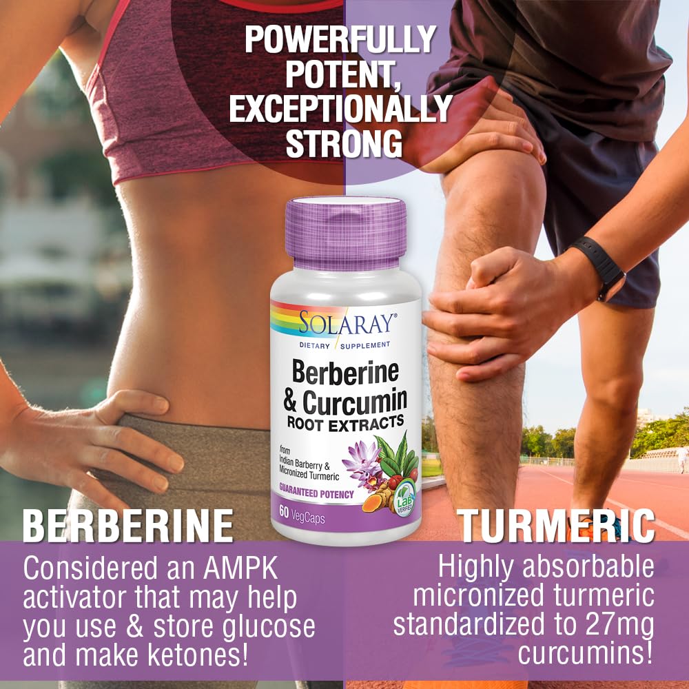 SOLARAY Berberine & Curcumin – 60 Servings, Vegan & Gluten Free