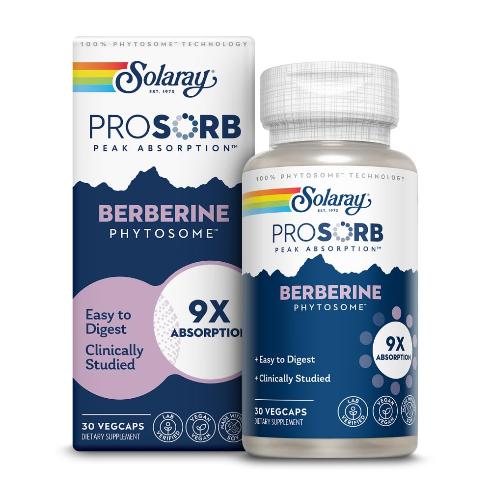 SOLARAY Berberine Phytosome 9X Absorption – Vegan, Soy-Free