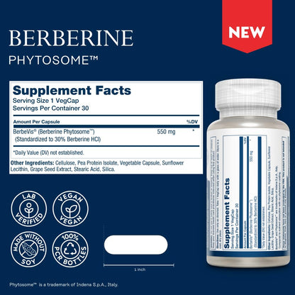 SOLARAY Berberine Phytosome 9X Absorption – Vegan, Soy-Free