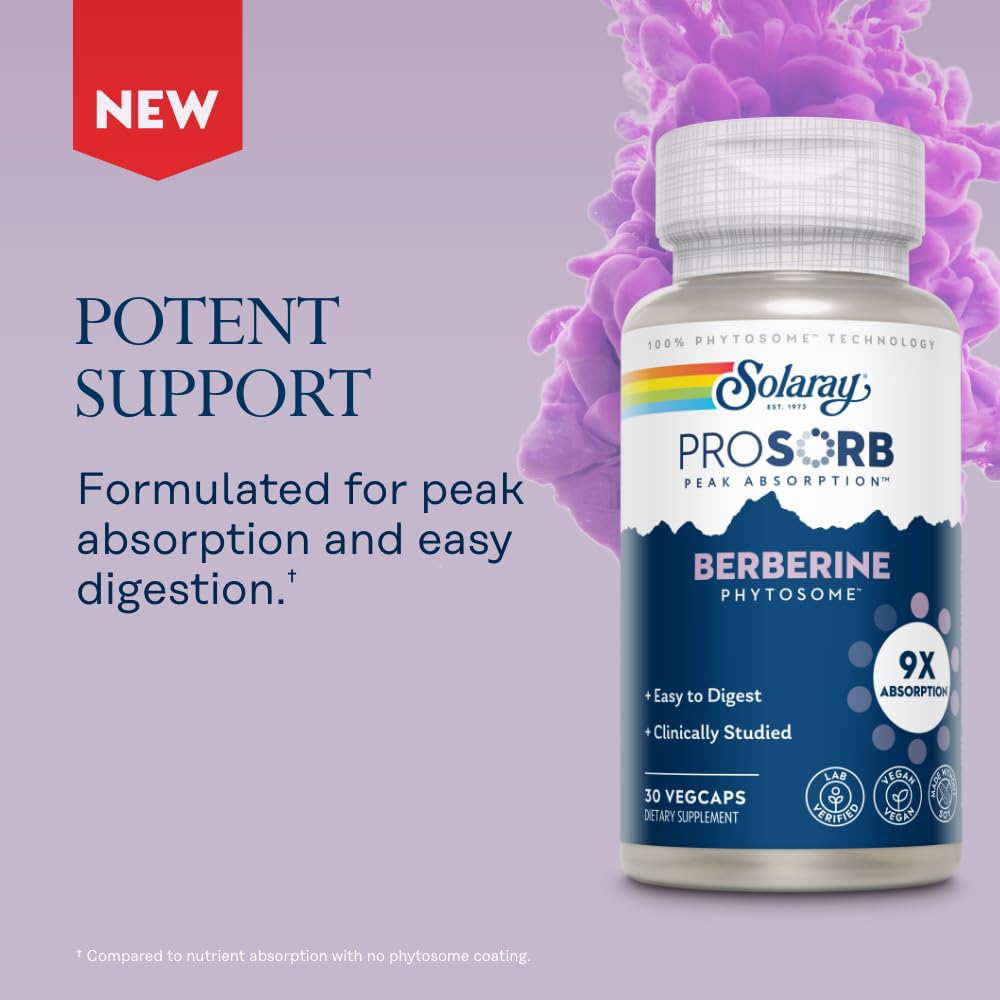SOLARAY Berberine Phytosome 9X Absorption – Vegan, Soy-Free