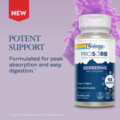 SOLARAY Berberine Phytosome 9X Absorption – Vegan, Soy-Free