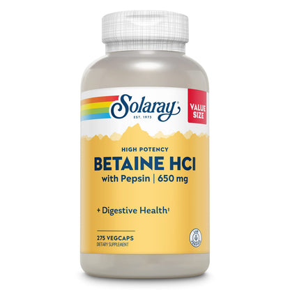 Solaray Betaine HCL with Pepsin – Digestive Enzymes for Gut Health | 60-Day Guarantee