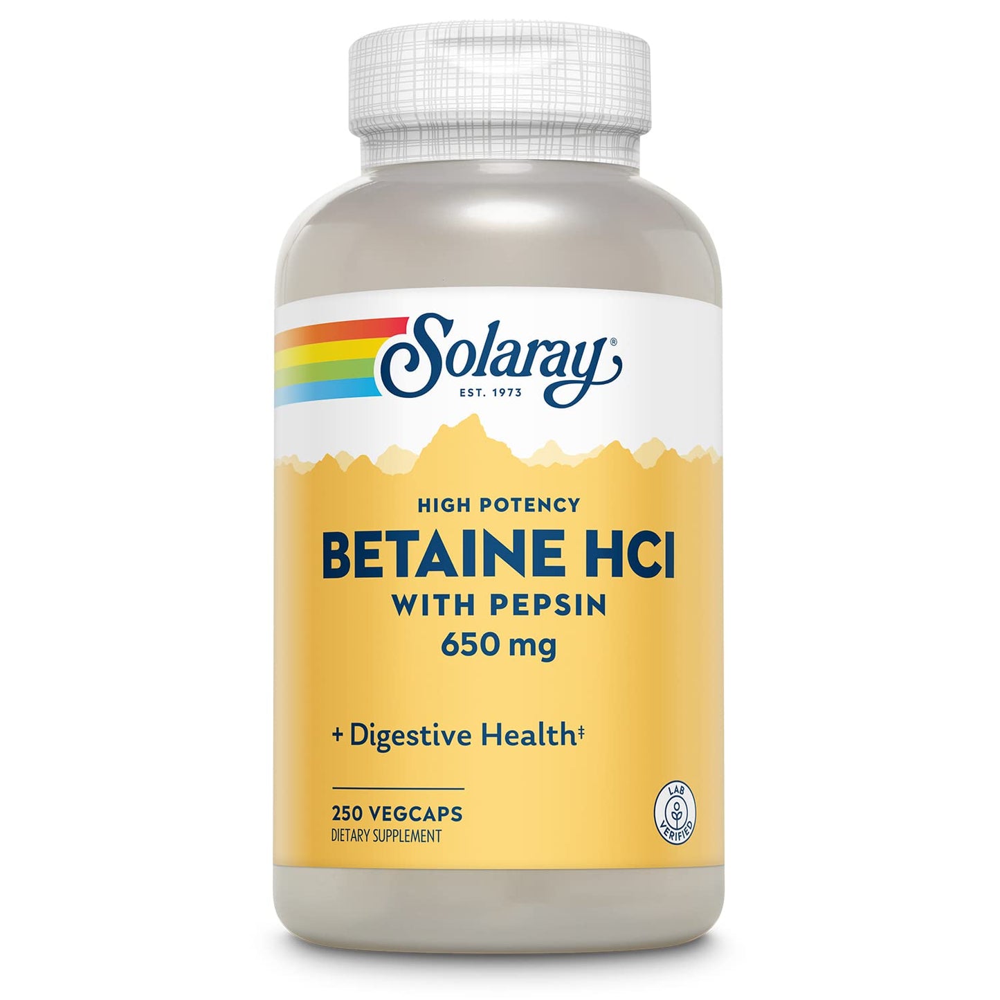 SOLARAY Betaine HCL with Pepsin – High Potency Digestive Enzymes for Gut Support | 250 VegCaps