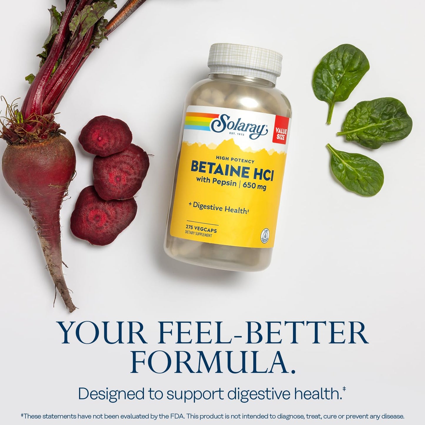 Solaray Betaine HCL with Pepsin – Digestive Enzymes for Gut Health | 60-Day Guarantee