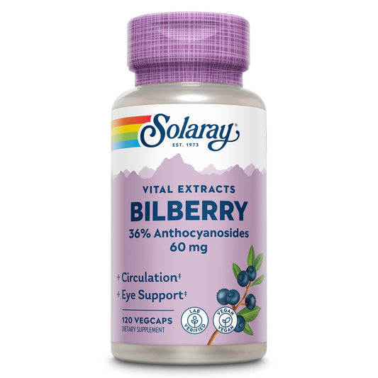 SOLARAY Bilberry Berry Extract 60 mg per Capsule | Vision & Circulation Support | 120 VegCaps BritishVita | Premium UK Vitamins & Wellness Supplements