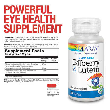SOLARAY One Daily Bilberry & Lutein Supplement - 30 Count