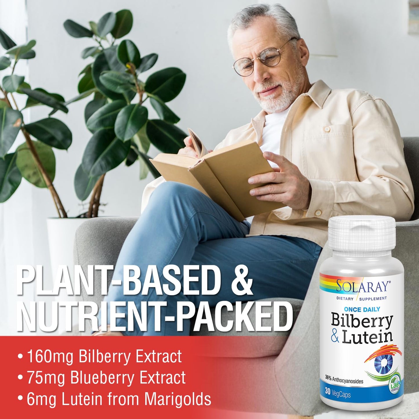 SOLARAY One Daily Bilberry & Lutein Supplement - 30 Count