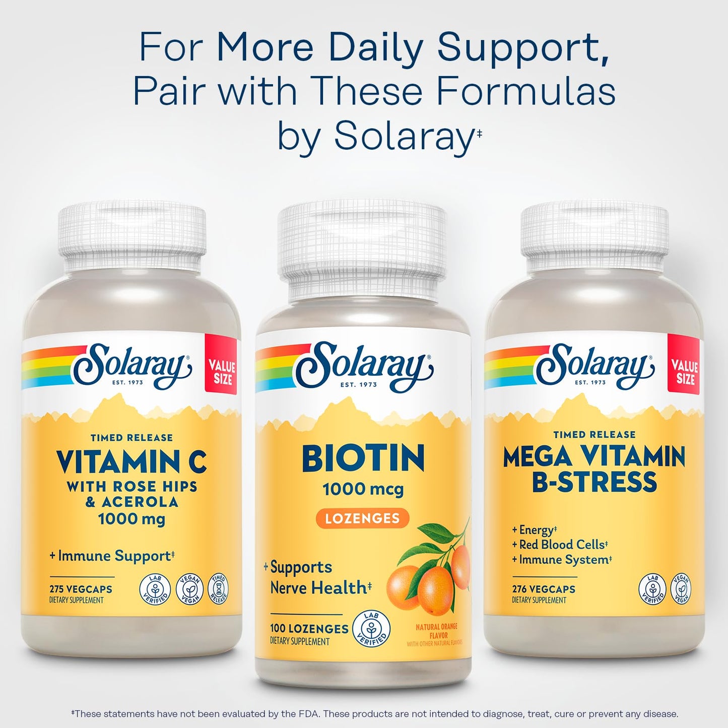 SOLARAY Biotin 1000mcg Lozenges – Vitamin B7 with Vitamin A, Orange Flavor | 60-Day Guarantee, 100 Servings