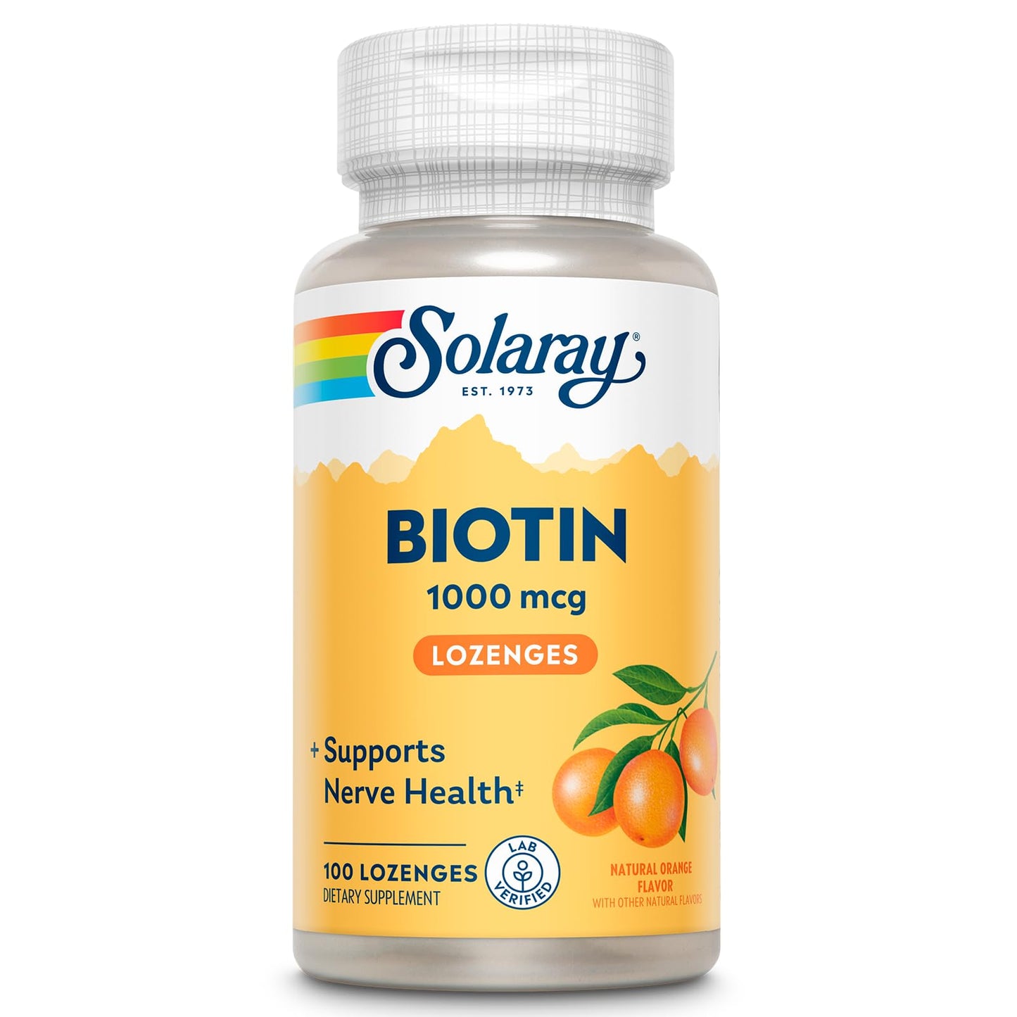 SOLARAY Biotin 1000mcg Lozenges – Vitamin B7 with Vitamin A, Orange Flavor | 60-Day Guarantee, 100 Servings