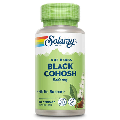 SOLARAY Black Cohosh 540 mg | Womens Health & Menopause Support | Whole Root | Non-GMO, Vegan & Lab Verified | 100 VegCaps