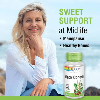 SOLARAY Black Cohosh 540 mg | Womens Health & Menopause Support | Whole Root | Non-GMO, Vegan & Lab Verified | 100 VegCaps