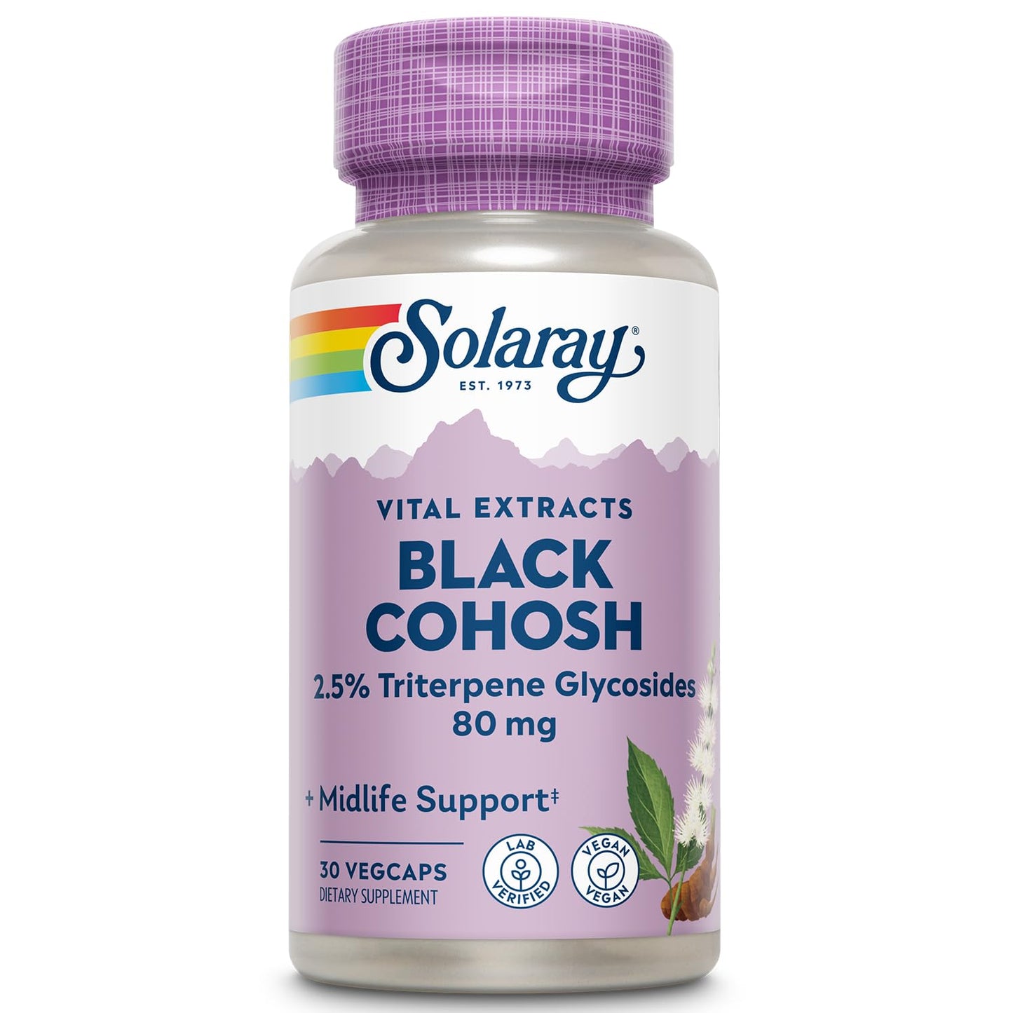 SOLARAY Black Cohosh Root Extract 80 mg - Women's Health & Menopause Support (Non-GMO, Vegan, Lab Verified)