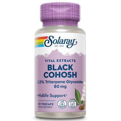 SOLARAY Black Cohosh Root Extract 80 mg - Women's Health & Menopause Support (Non-GMO, Vegan, Lab Verified)