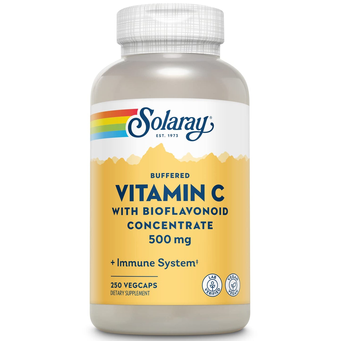 SOLARAY Buffered Vitamin C 500mg with Rose Hips & Acerola Cherry - Immune Support, Vegan, Lab Verified